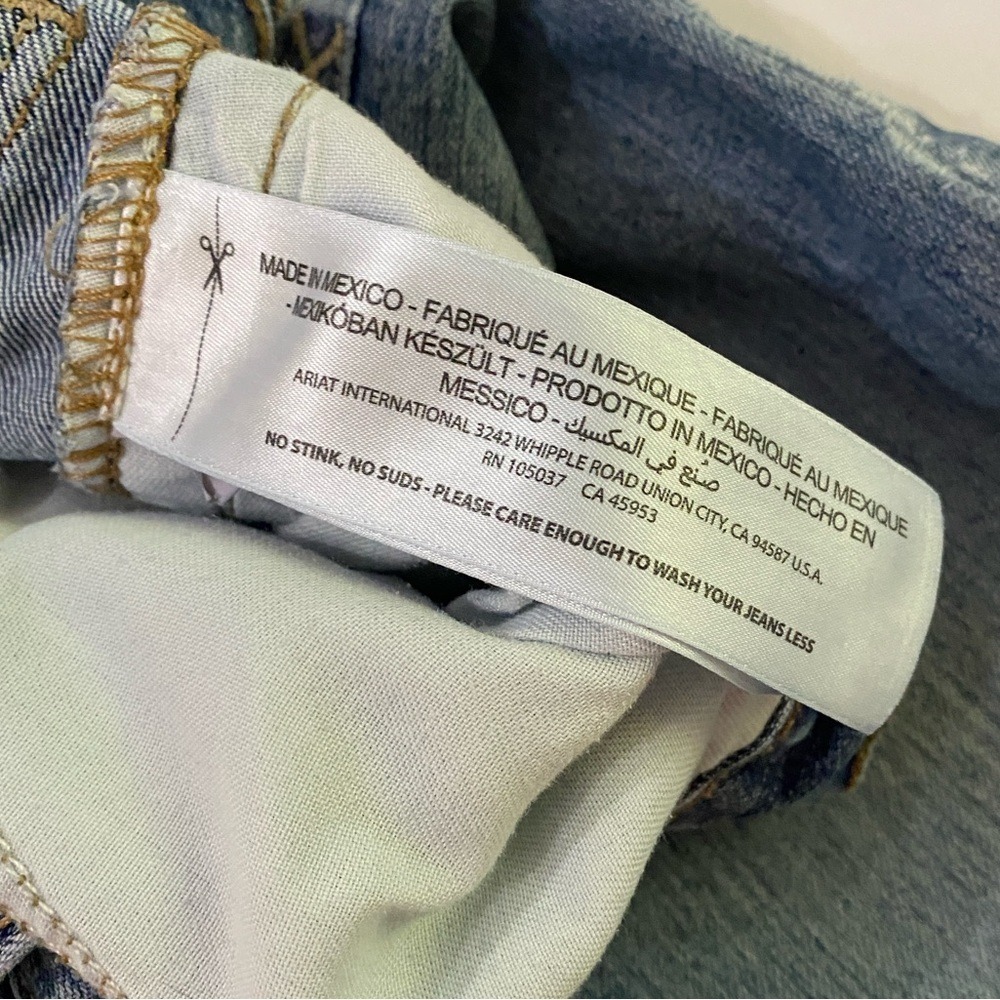 ARIAT REBAR M7 Slim Straight Rico Medium Wash Distressed Work Denim Jeans SZ 32 - Picture 6 of 13
